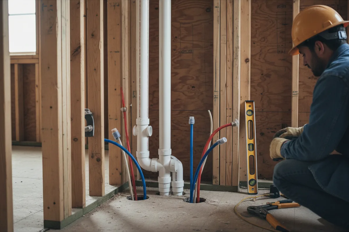 Drain and supply rough-in during Drain Cleaning in La Russell