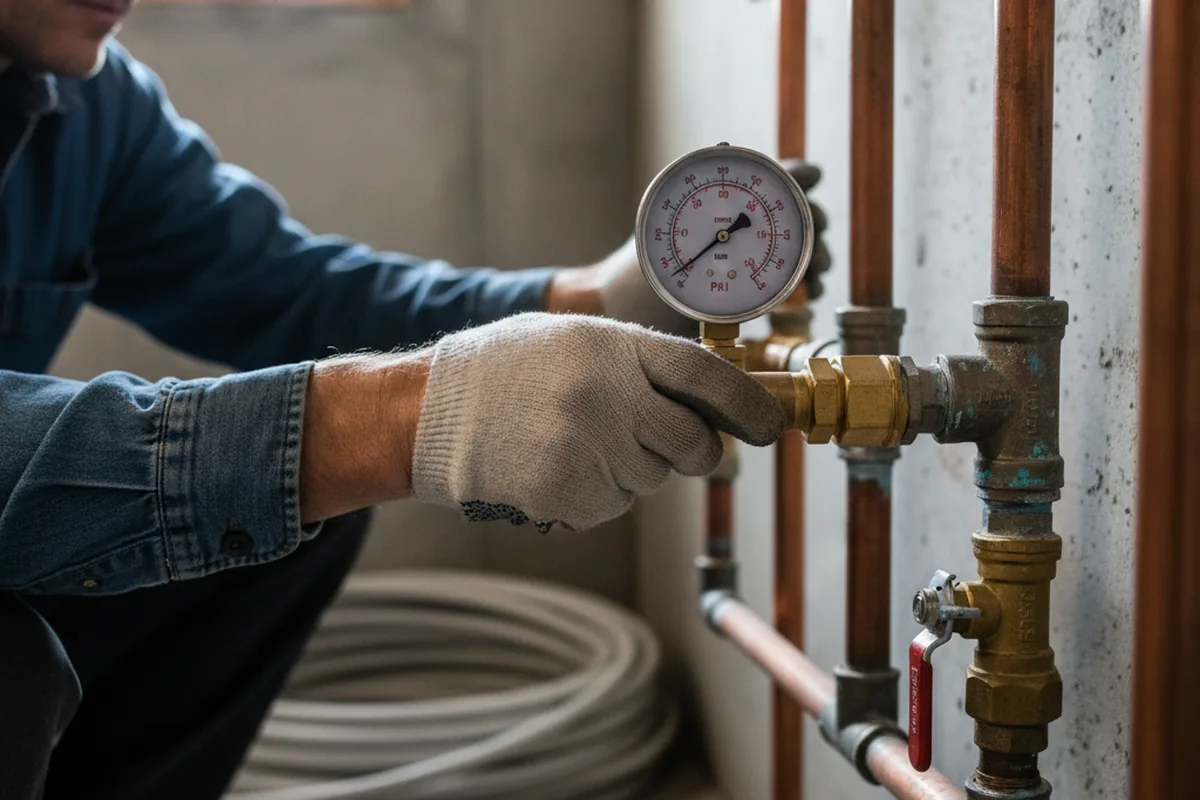 Pressure testing a repaired line during Water Line Repair in La Russell